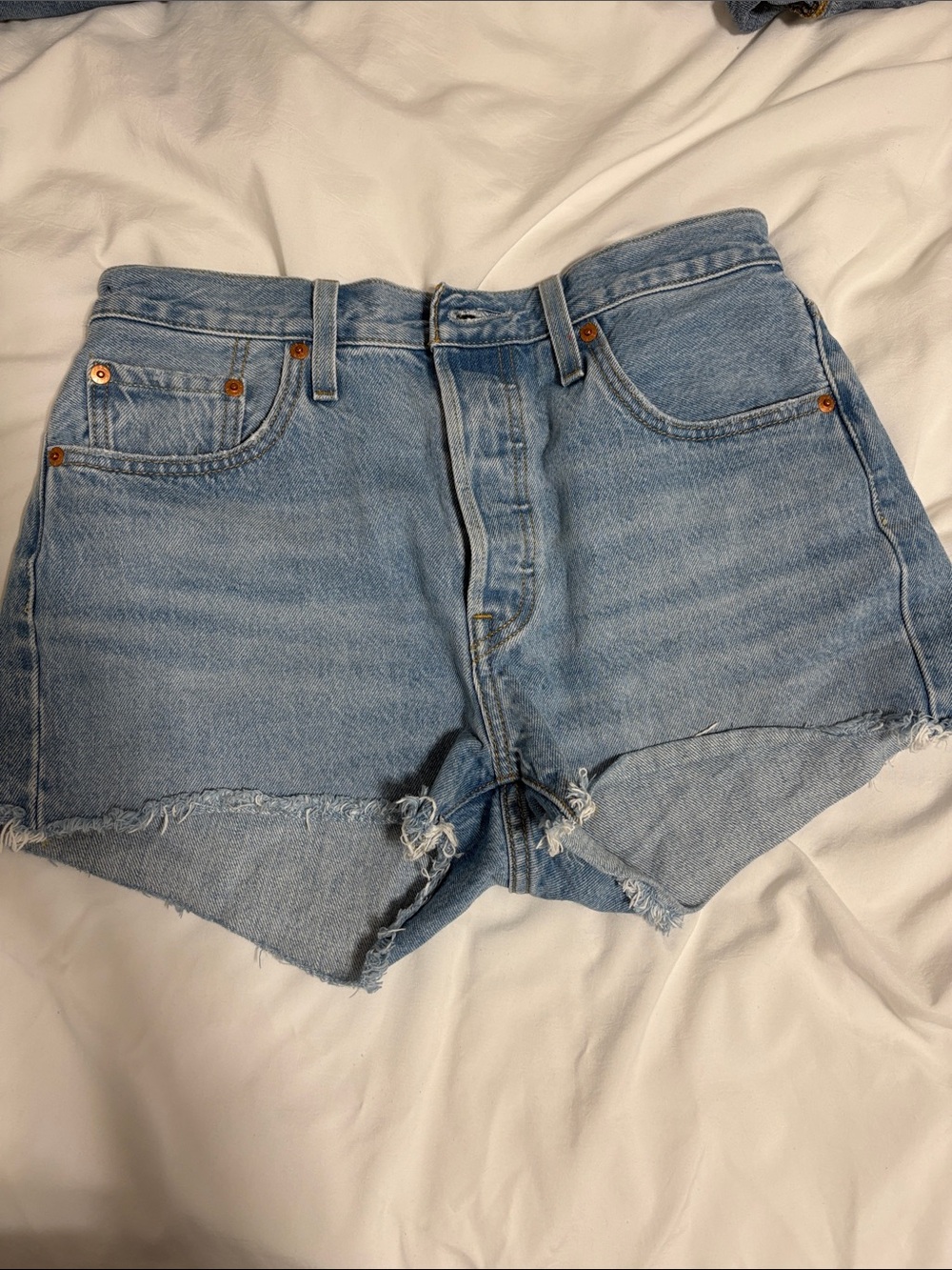 Levi's Light Blue Denim Cutoff Shorts with Frayed Hem